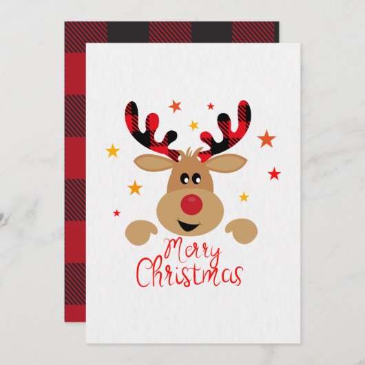 Kerstmis Rendier Kaart  (Voorkant / Achterkant)
