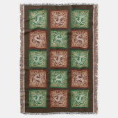 Kerstmis rendier kant patchwork rood groen bruin deken (Voorkant Verticaal)