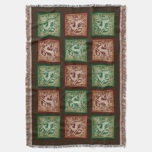 Kerstmis rendier kant patchwork rood groen bruin deken (Voorkant Verticaal)