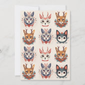 Kerstmis rendier kat illustratie patroon kaart (Voorkant)