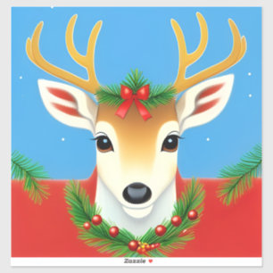 Kerstmis rendier krans Kerstfeest Winter Wonderlan Sticker