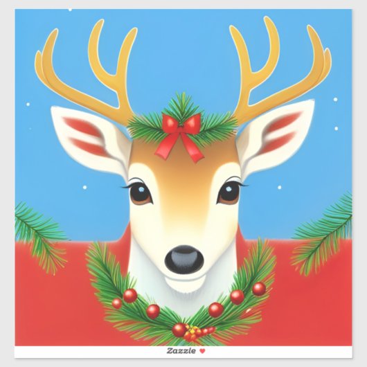 Kerstmis rendier krans Kerstfeest Winter Wonderlan Sticker (Vel)