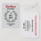 Kerstmis rendier maretak krans decoratief kortingskaartje (Voorkant / Achterkant)