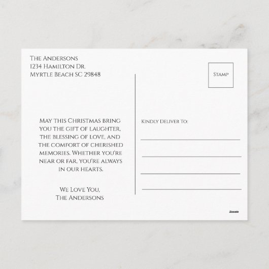 Kerstmis rendier nacht maan bericht feestdagenkaart (Achterkant)