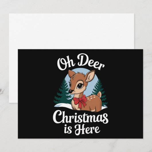 Kerstmis rendier Oh hert kerst hier Feestdagenkaart (Voorkant / Achterkant)