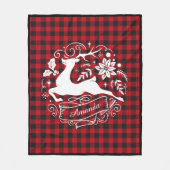 Kerstmis rendier rode baffalo plaid monogram fleece deken (Voorkant)