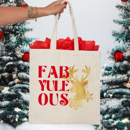 Kerstmis rendier rood & goud Fab-Yule-Ous Tote Bag