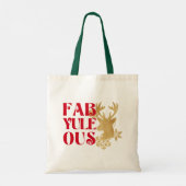 Kerstmis rendier rood & goud Fab-Yule-Ous Tote Bag (Achterkant)