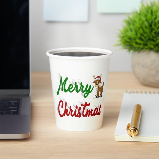 Kerstmis rendier rood groen script papieren bekers (Insitu)