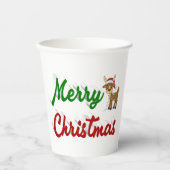 Kerstmis rendier rood groen script papieren bekers (Voorkant)
