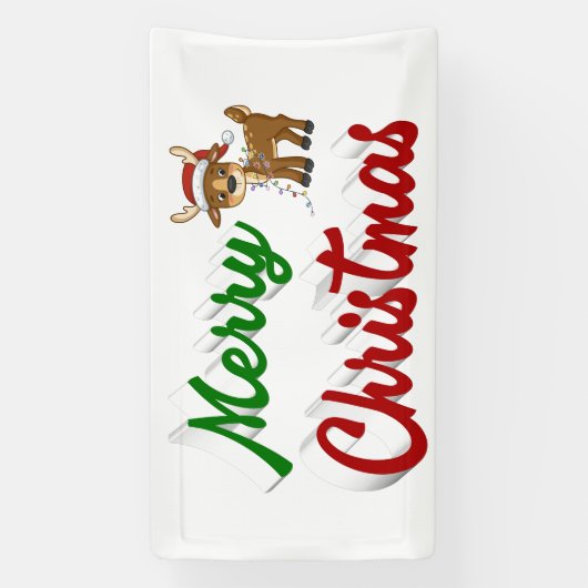 Kerstmis rendier rood groen script spandoek (Verticaal)