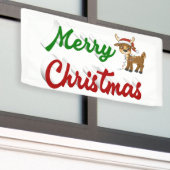 Kerstmis rendier rood groen script  spandoek (Buitenkant Gebouw)