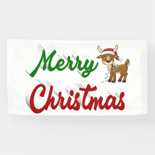 Kerstmis rendier rood groen script spandoek (Horizontaal)