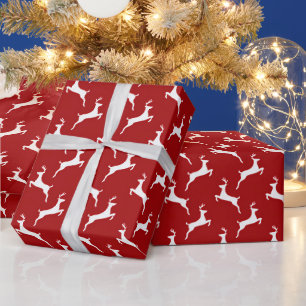 Kerstmis rendier rood wit cadeaupapier