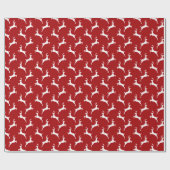 Kerstmis rendier rood wit cadeaupapier (Vlak)