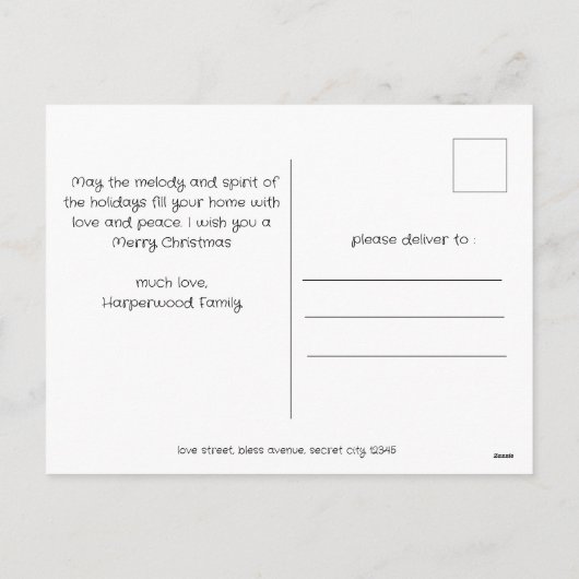 Kerstmis rendier Script familie fotocollage Feestdagenkaart (Achterkant)