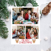 Kerstmis rendier Script familie fotocollage Feestdagenkaart