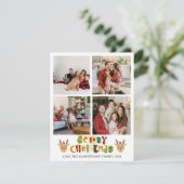 Kerstmis rendier Script familie fotocollage Feestdagenkaart (Staand voorkant)