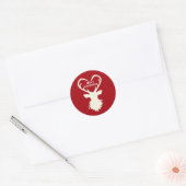 Kerstmis rendier silhouet op rood ronde sticker (Envelop)