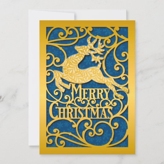 Kerstmis rendier silhouetten Sneeuwvlok Feestdagenkaart (Voorkant)