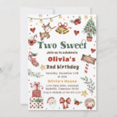 Kerstmis rendier twee lief 2e verjaardag feest kaart (Voorkant)