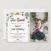 Kerstmis rendier twee lieve 2e verjaardag foto kaart (Voorkant)