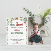 Kerstmis rendier twee lieve 2e verjaardag foto kaart (Staand voorkant)