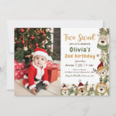 Kerstmis rendier twee lieve 2e verjaardag foto kaart (Voorkant)