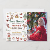 Kerstmis rendier twee lieve 2e verjaardag foto kaart (Voorkant)