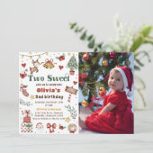 Kerstmis rendier twee lieve 2e verjaardag foto kaart (Staand voorkant)