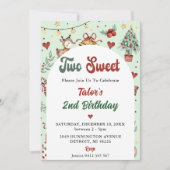 Kerstmis rendier twee lieve 2e verjaardag kaart (Voorkant)