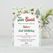 Kerstmis rendier twee lieve 2e verjaardag kaart (Staand voorkant)