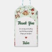 Kerstmis rendier verjaardagsfeestje cadeaulabel (Voorkant)