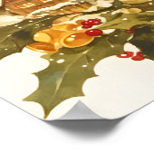 Kerstmis rendier vintage aquarel schilderij poster (Hoek)