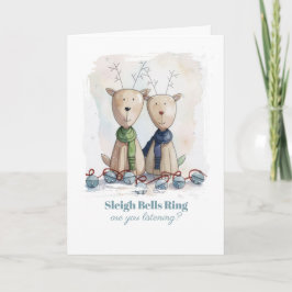 Kerstmis rendier watercolor kaart vol fantasie