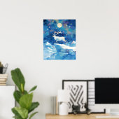 Kerstmis rendier watercolor schilderij kunst poster (Thuiskantoor)
