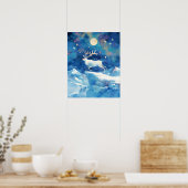 Kerstmis rendier watercolor schilderij kunst poster (Keuken)