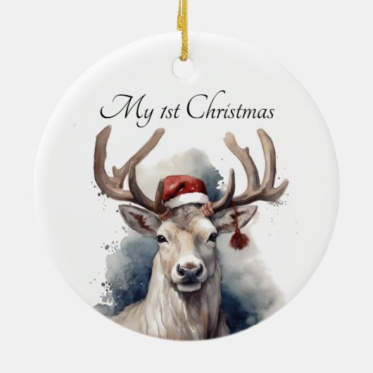 Kerstmis rendieren, aanpasbaar keramisch ornament (Achterkant)