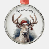 Kerstmis rendieren, aanpasbaar metalen ornament (Voorkant)