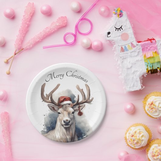 Kerstmis rendieren, aanpasbaar papieren bordje (Feest)