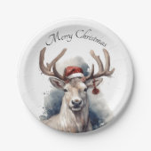 Kerstmis rendieren, aanpasbaar papieren bordje (Voorkant)