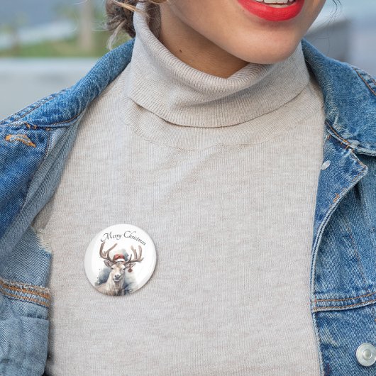 Kerstmis rendieren, aanpasbaar ronde button 3,2 cm