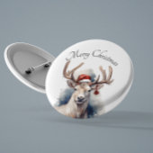 Kerstmis rendieren, aanpasbaar ronde button 3,2 cm