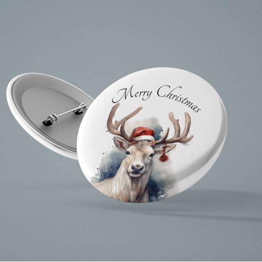 Kerstmis rendieren, aanpasbaar ronde button 3,2 cm