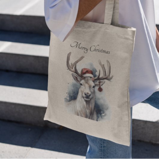 Kerstmis rendieren, aanpasbaar tote bag