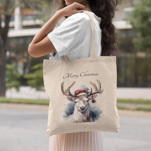 Kerstmis rendieren, aanpasbaar tote bag