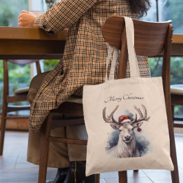 Kerstmis rendieren, aanpasbaar tote bag