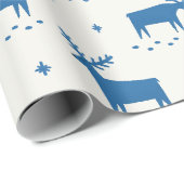 Kerstmis rendieren. Blauw bos dierlijk patroon Cadeaupapier (Rol Hoek)