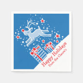 Kerstmis rendieren blauw rood wit papier servetten (Voorkant)