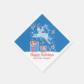 Kerstmis rendieren blauw rood wit papier servetten (Hoek)